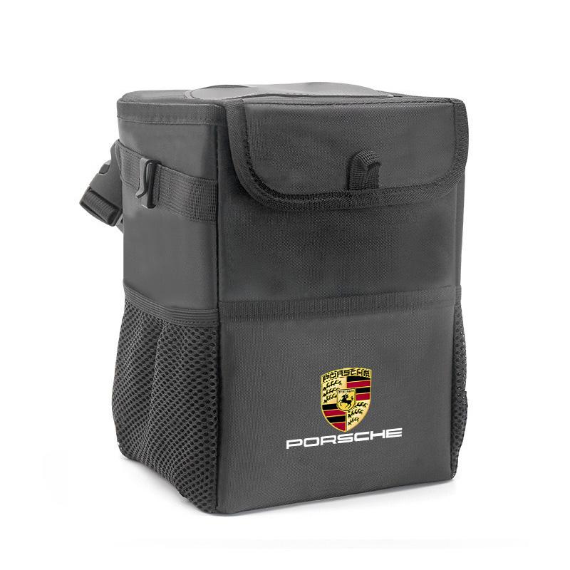 

Car Styling Folding Trash Can Garbage Bag Seat Back Storage Box For Porsche Panamera Cayenne Taycan 911 718 Macan Carrera-GT 928