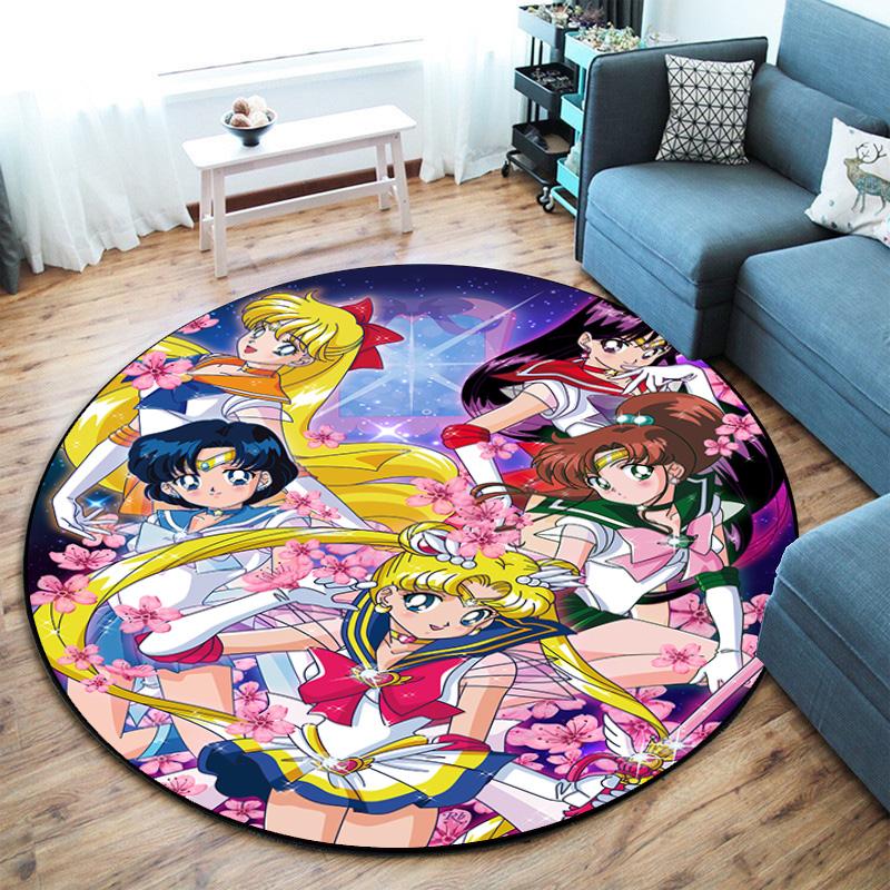 Cute Cartoon Theme Sailor Moon Tsukino Usagi Cartoon Rug Multifunctional Household Anti-slip Decorative Door Mat, Outdoor Floor Mat, and Carpet Q12