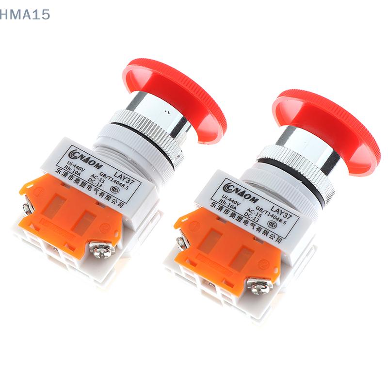 [EL]1Pc Red Mushroom Cap Normally Closed Emergency Stop Push Switch Button 10A LAY37
