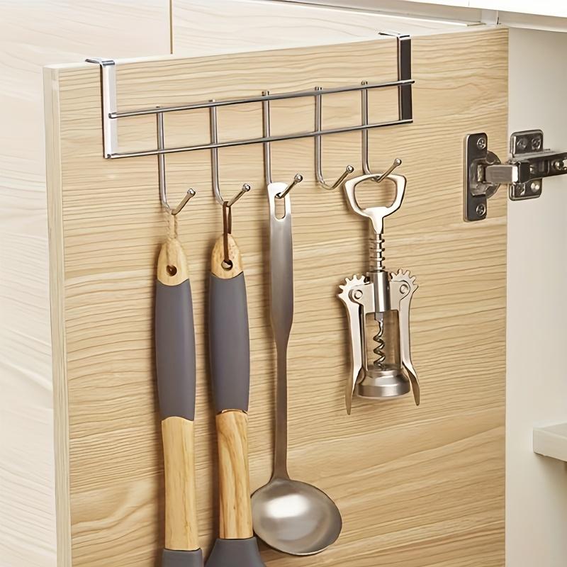 1 Stainless Steel Storage Hook, with 5 Storage Hooks, Kitchen Storage Hook, Kitchen Cabinet Door Behind The Hook, Behind The Door Storage Artifacts
