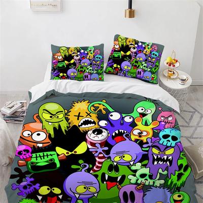 Cartoon Monster Duvet Cover King Queen Size Lovely Funny Animal Bedding Set for Kids Boys Girls Anime Polyester Comforter Cover