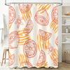 Modern Orange Shower Curtain with Floral Design for Bathroom Decor White Background with Yellow Accents – Waterproof Fabric