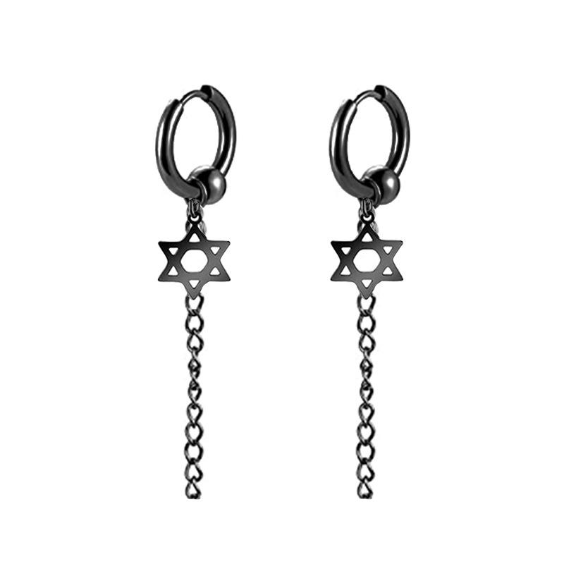 Black Series Titanium Steel Punk Style Earrings - Unisex, Korean Fashion, Unique Design