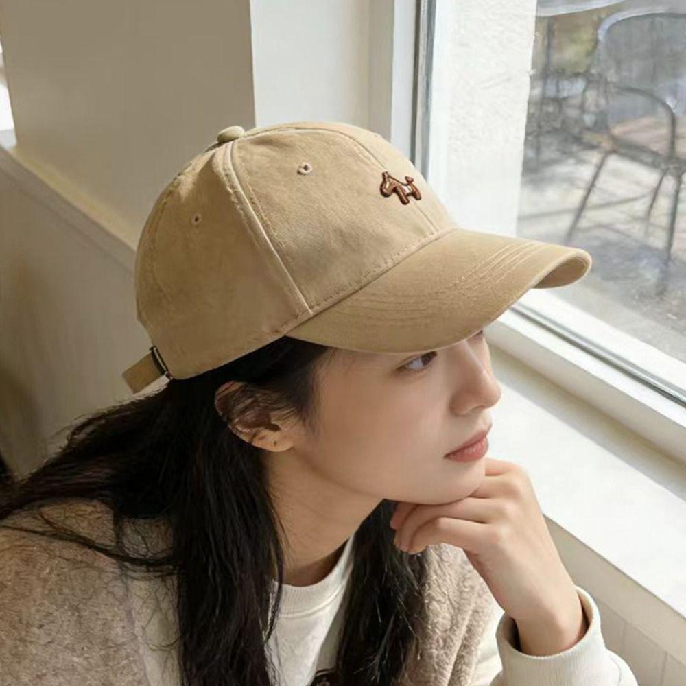 Embroidered Peaked Cap Large Head Circumference Sun Hat Korean Style Baseball Cap  Men Women