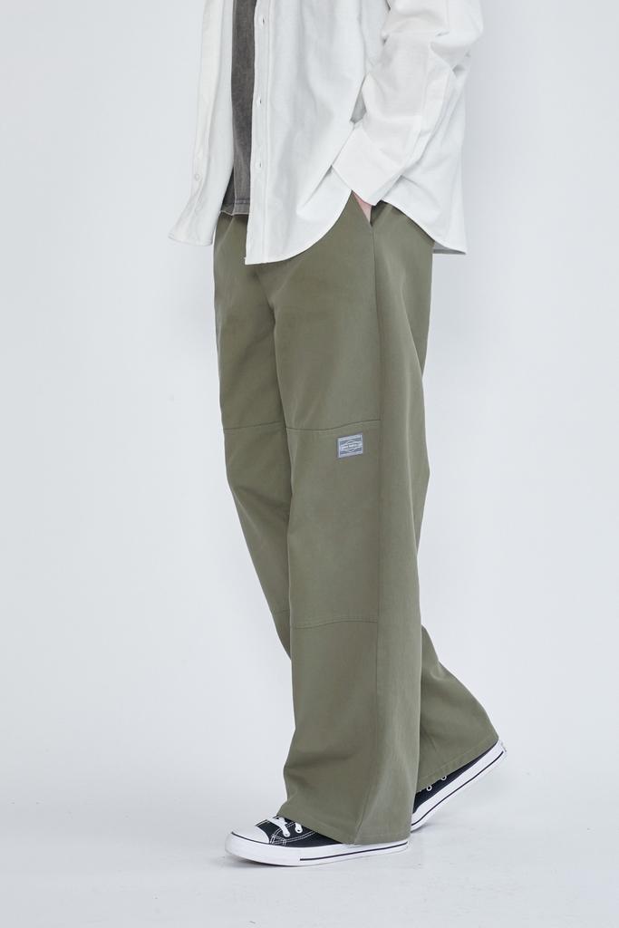 WHOLOVESART Double Knee Banding Work Pants Khaki Green