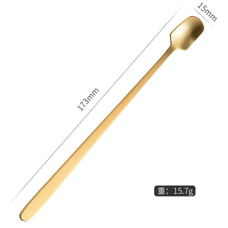 Stainless Steel Square Mini Teaspoon with Long Handle Small High Quality Spoon Coffee Ice Cream Honey Mixing Spoons Tableware