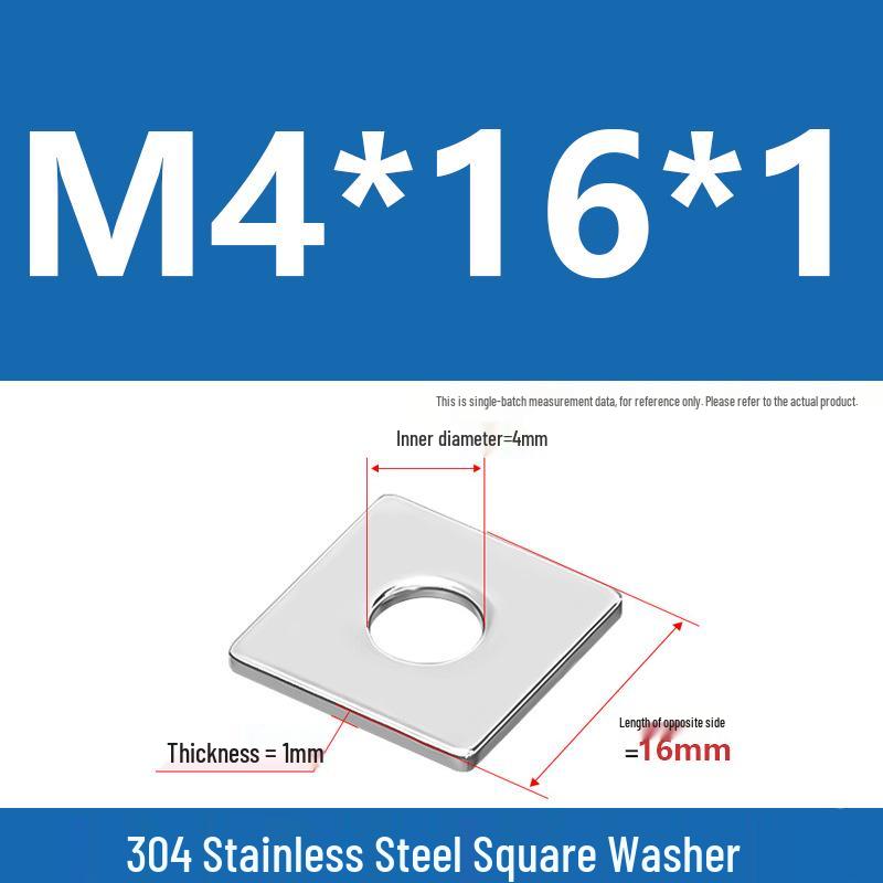 304 Stainless Steel Thickened Square Washer for Curtain Wall (M4-M16)