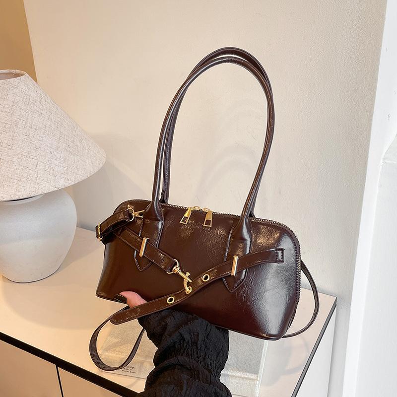 Retro Style Faux Leather Shoulder Bag for Women, Large Capacity Vintage Handbag, Trendy Commute Crossbody Bag