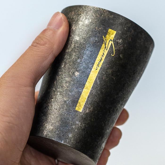 Dvojitý hrnek HORIE z čistého titanu, vysoce chladná dvojitá vrstva, GUNMETA, černá, bez gravírovaného jména, dárek k narozeninám, k odchodu do důchodu