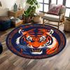 Fierce Tiger with Tribal Circle Design Print Round Rug, Living Room, Bedroom, Playroom Carpet, Non Slip Floor Mat, Gift