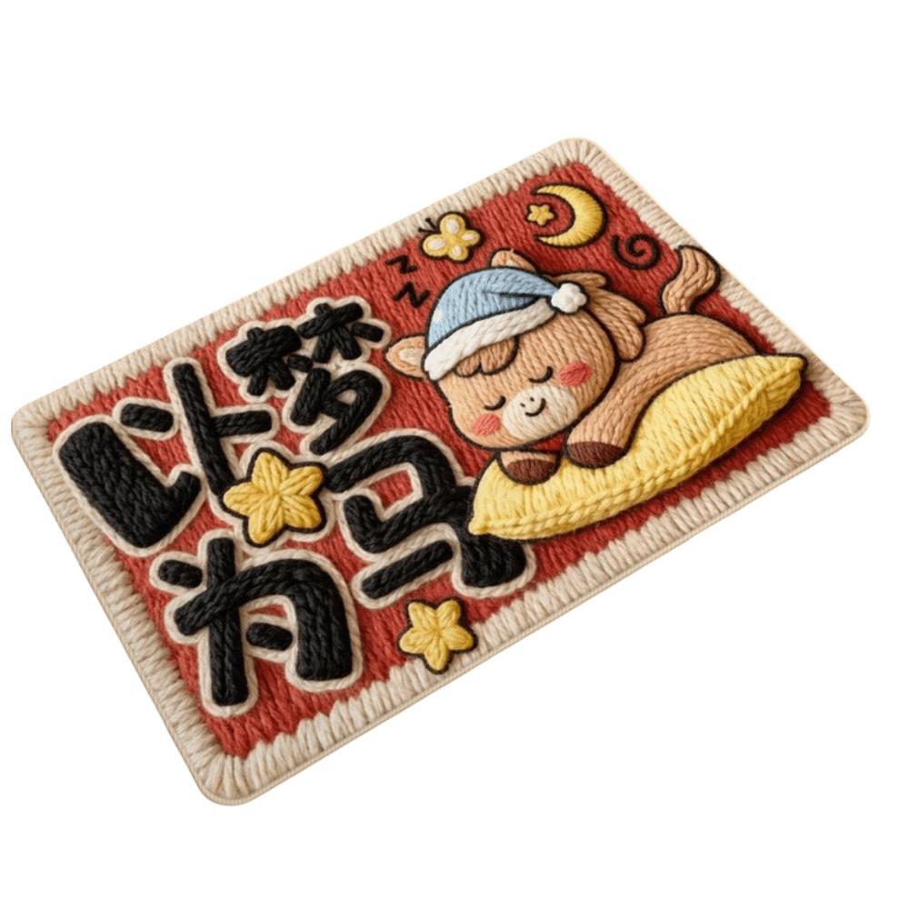 Cute Horse Pattern New Year Door Mat Red Non-slip Door Carpet Quick Dry Soft Bath Mat for Floor Protection