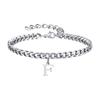 Mens Initials Cuban Links Bracelets,Stainless Steel A-Z 26 Letters Alphabet Charm Chain Wristband Adjustable,Casual Jewelry Gift