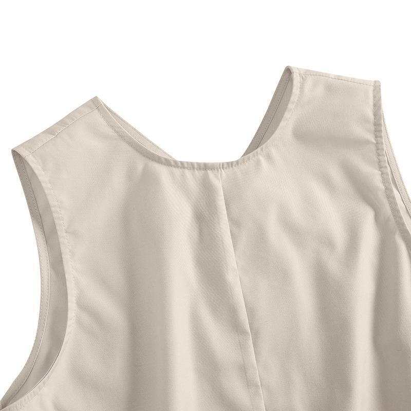 VONDA Women's Summer Round Neck Sleeveless Button Patch Solid Color Loose Vest