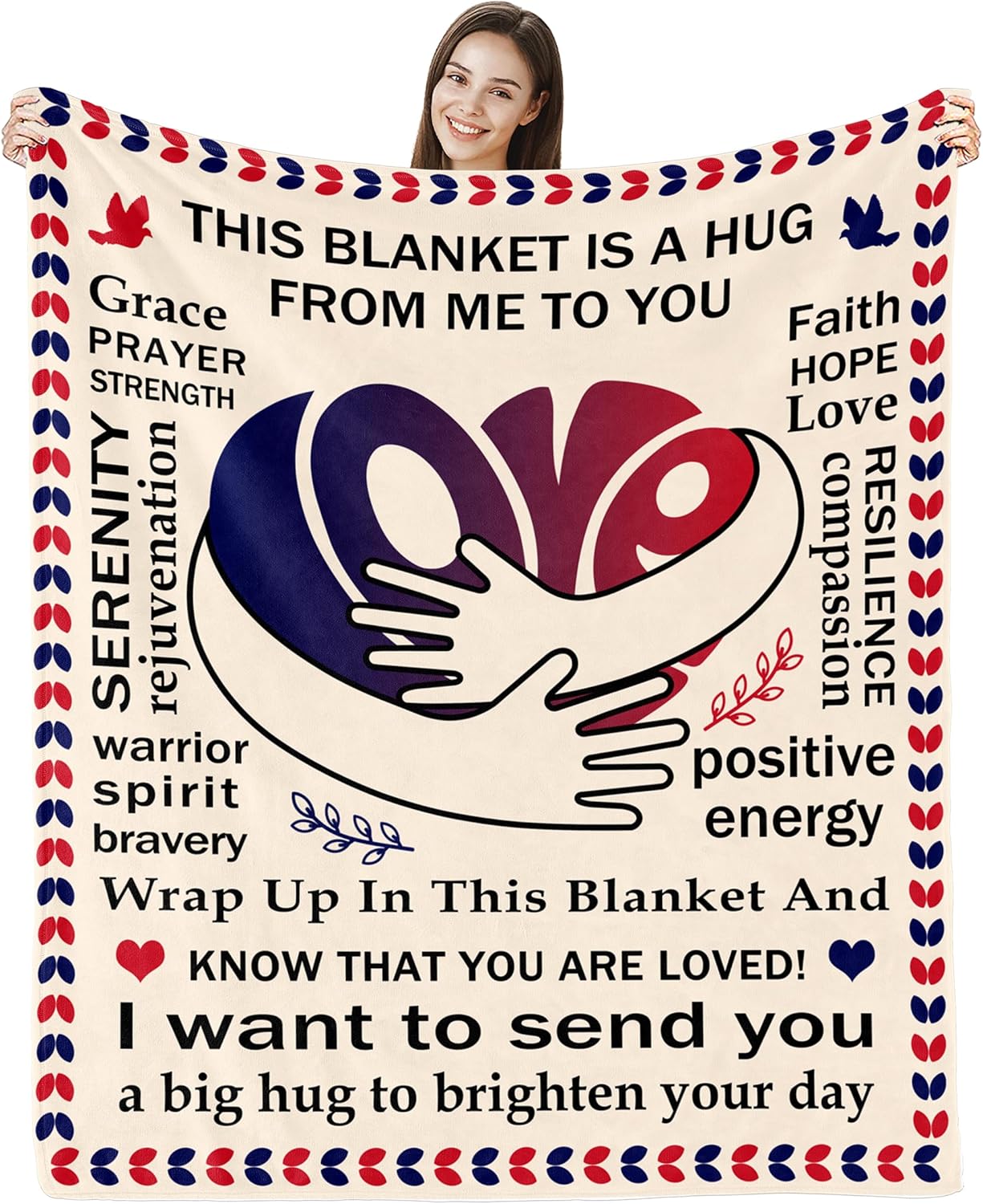 Выздоравливай скорее Плед Объятие Подарок Маме Другу Вдохновляющий Сочувствие Исцеление Синий x Подарки на Восстановление После Операции 40x50in