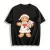 Christmas Gingerbread Man Print Casual Top Pure Cotton T-shirt