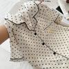 French Style Ice Silk Pajamas Women'S Thin Short-Sleeved Shorts Polka Dot Temperament Style Simple And Cool Summer Loungewear