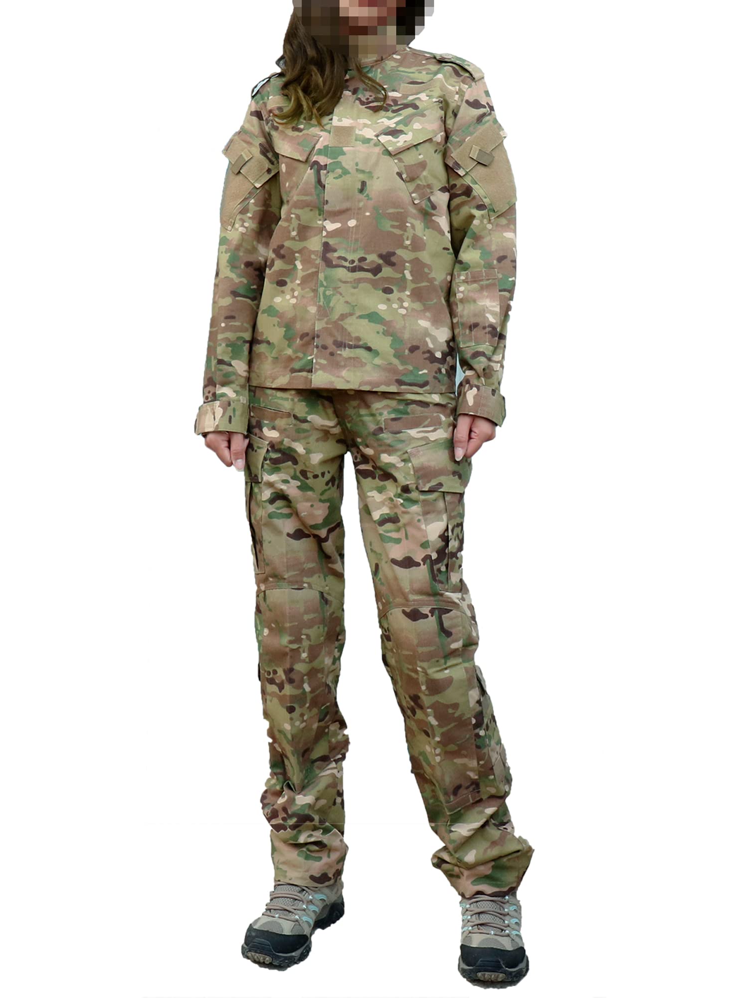 

SHENKEL arxy Women s Camouflage Uniform, Non-Baggy! Slim Fit BDU Top and Bottom Set, Multicam, Size L, Airsoft Gear, Army Cosplay