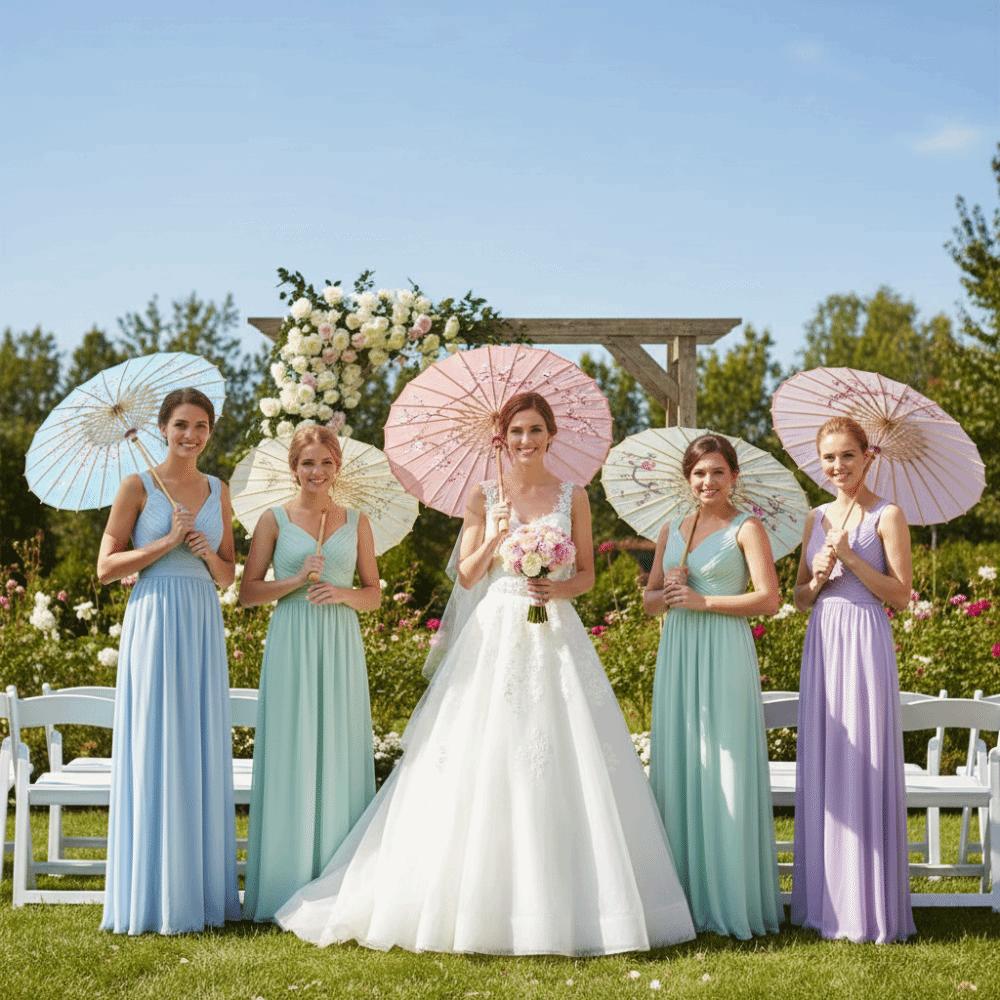 Printed Silk Oiled Paper Umbrella Tassel Design Silk Fabric Umbrella Bridesmaids Party