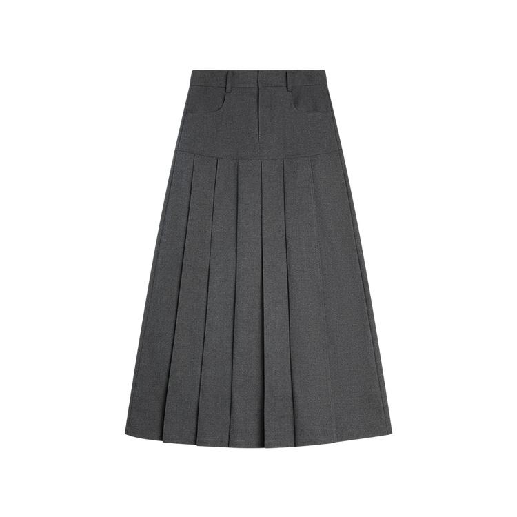 ELLE French Fashion Design Mid-Rise Pleated Skirt Commuter Casual Long Skirt Women skirts ER53135