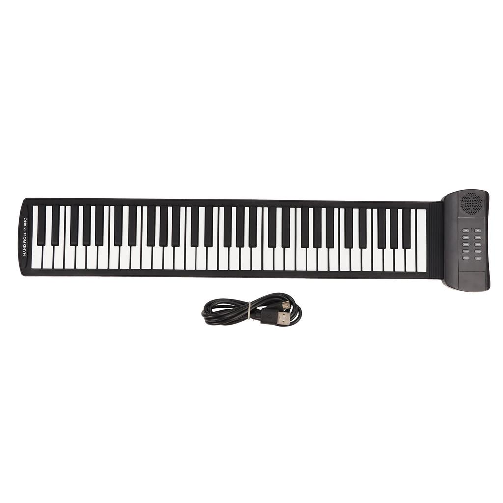 61 Keys Hand Roll Piano Portable 4D Stereo Surround Sound Roll Up Keyboard Piano for All Ages PM61