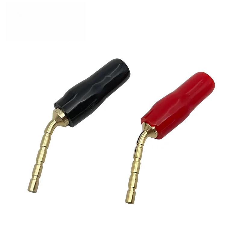 20Pcs Red Black Curved Pin 2mm Banana Plug Connector Right Angle Banana Male Plugs Audio Speaker Wire Cable Connectors