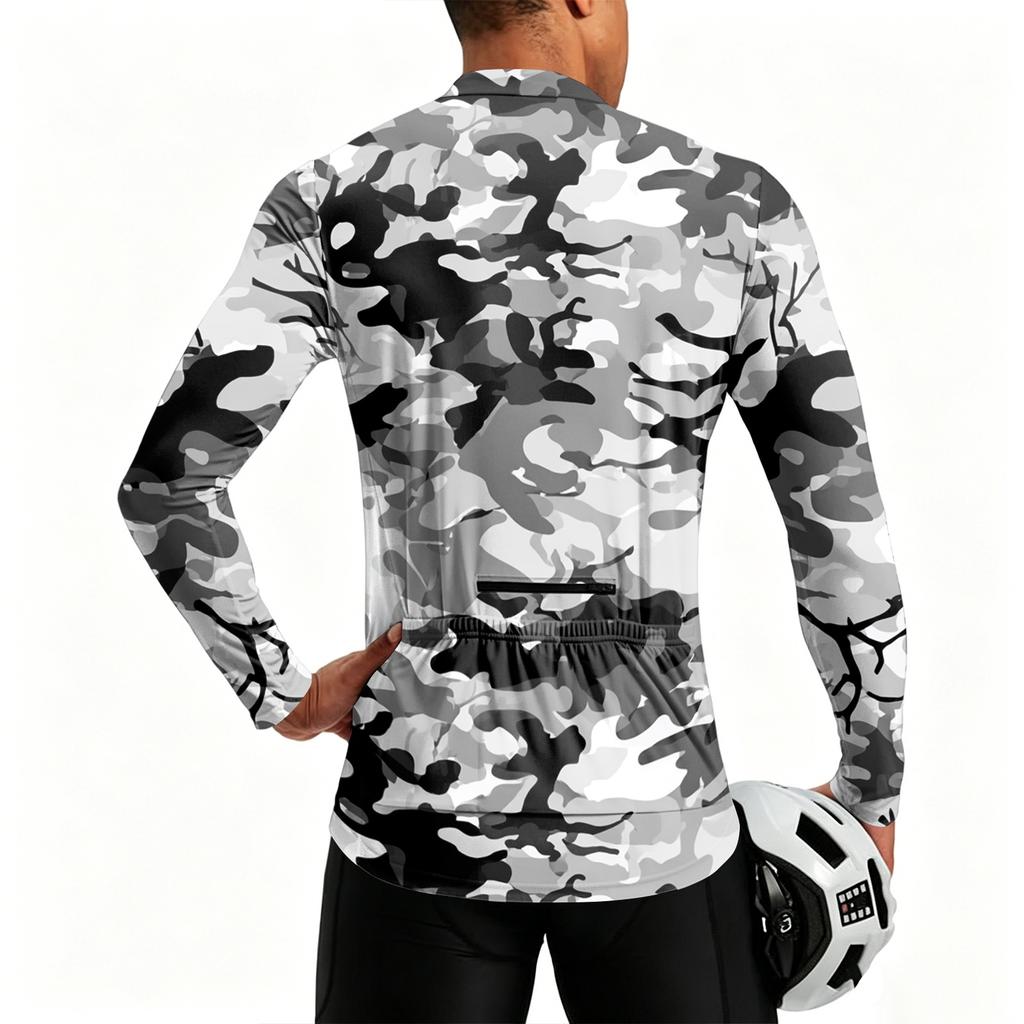 Herren Langarm Fahrradtrikot Atmungsaktiv Schnelltrocknend Mit Reißverschluss Pullover Leichtes Outdoor-Sportoberteil für Rennrad und Mountainbike