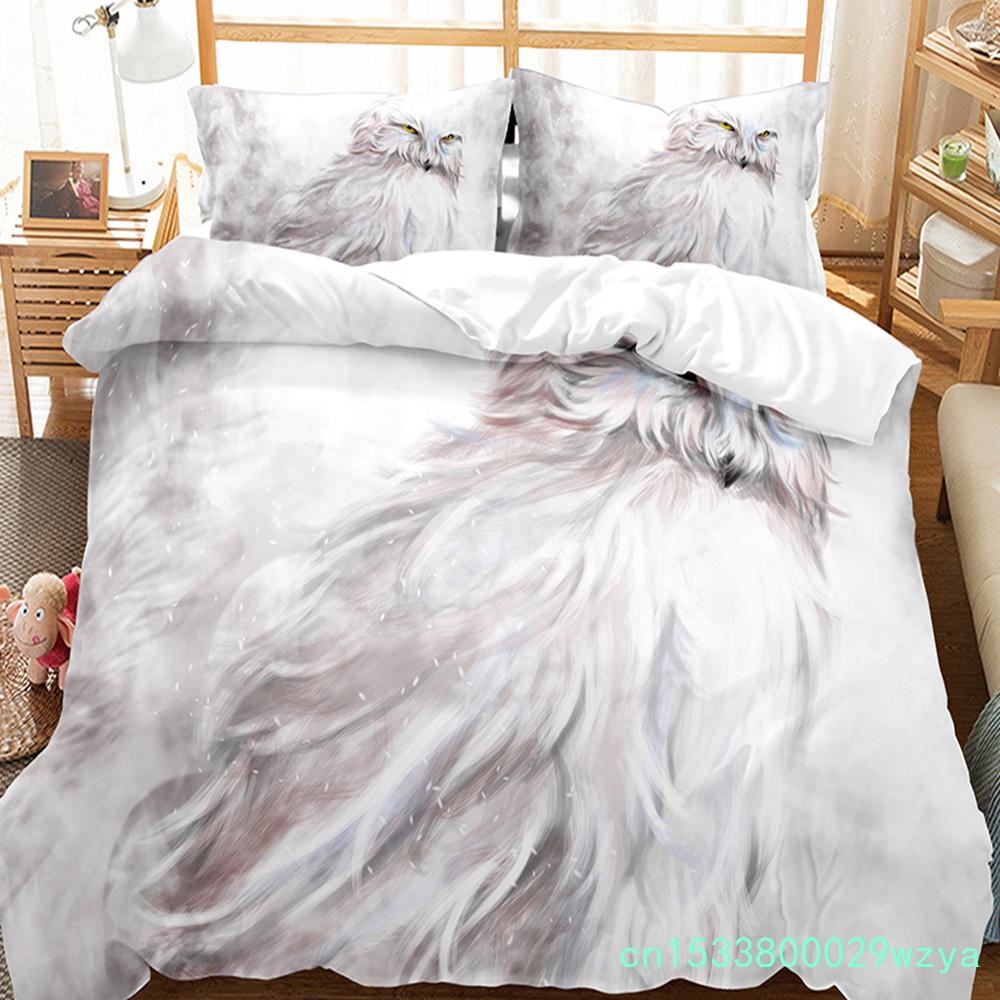 Owl Duvet Cover Set Cute Bird Polyester Comforter Cover For Boys Girls Kids Bedding Set King Size Quilt Cover With Pillowcase