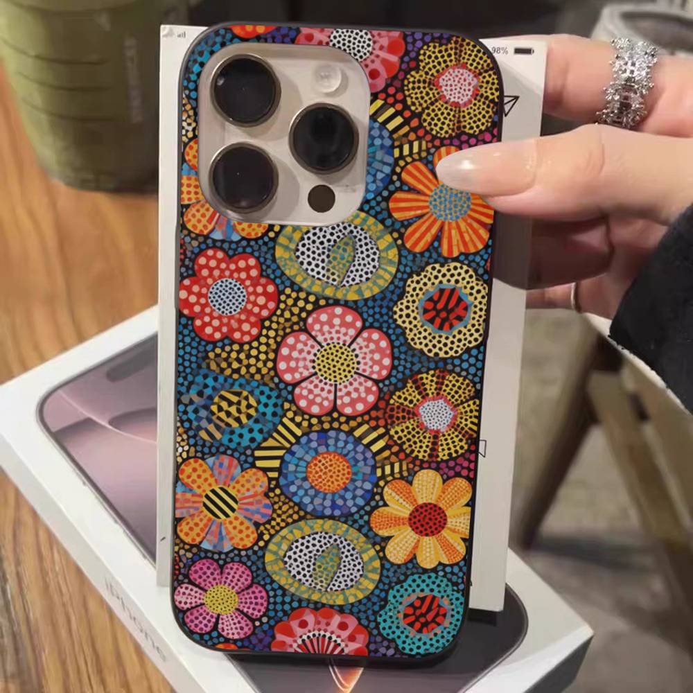 Pumpkin Yayoi Kusama Soft Corrugated Phone Case For IPhone 11 12 13 14 15 16 17 Pro Max Plus Pro Shockproof Cover