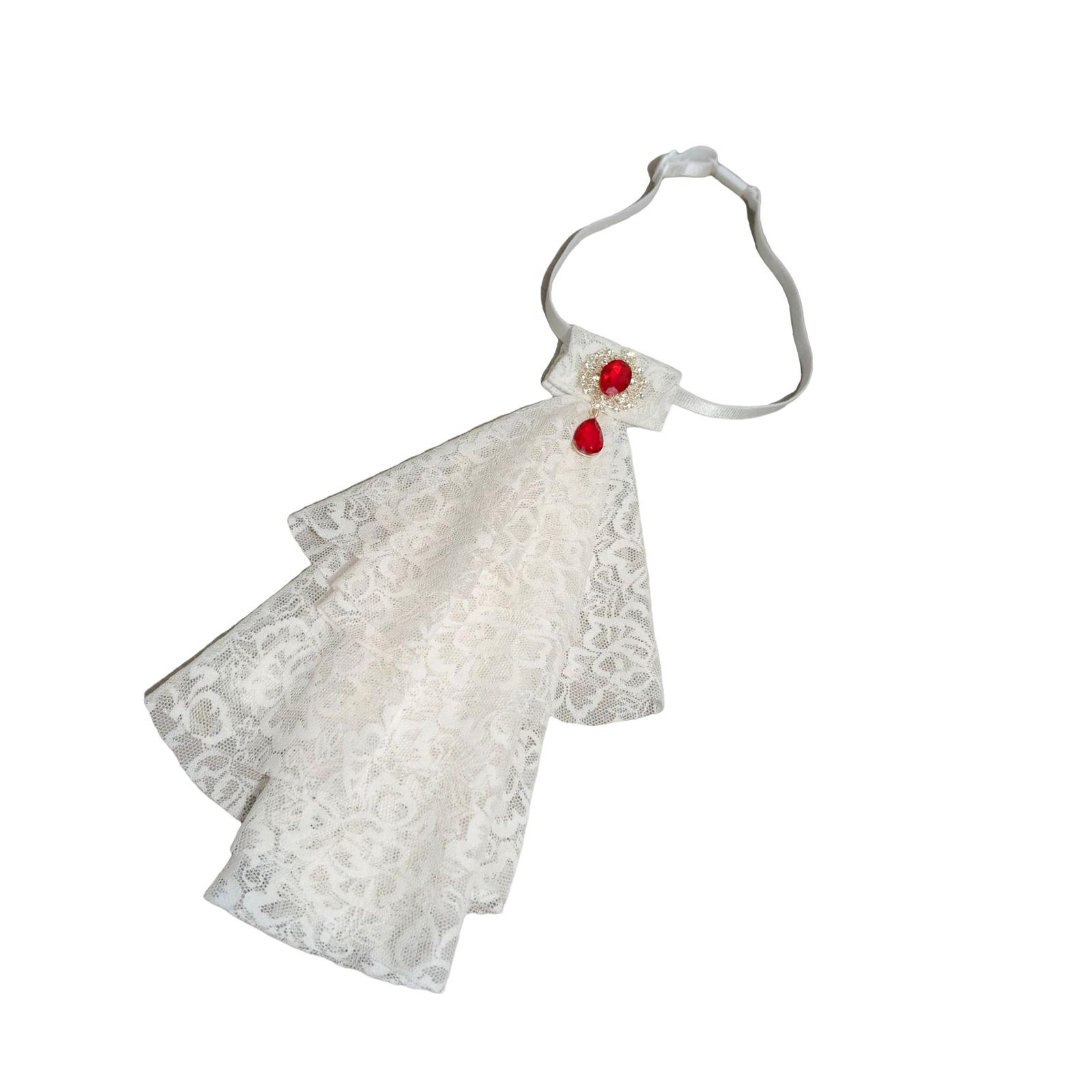 

Женский многослойный кружевной воротник с оборками и кристаллами, готический викторианский съемный воротник-жабо, аксессуар для одежды в стиле стимпанк белый