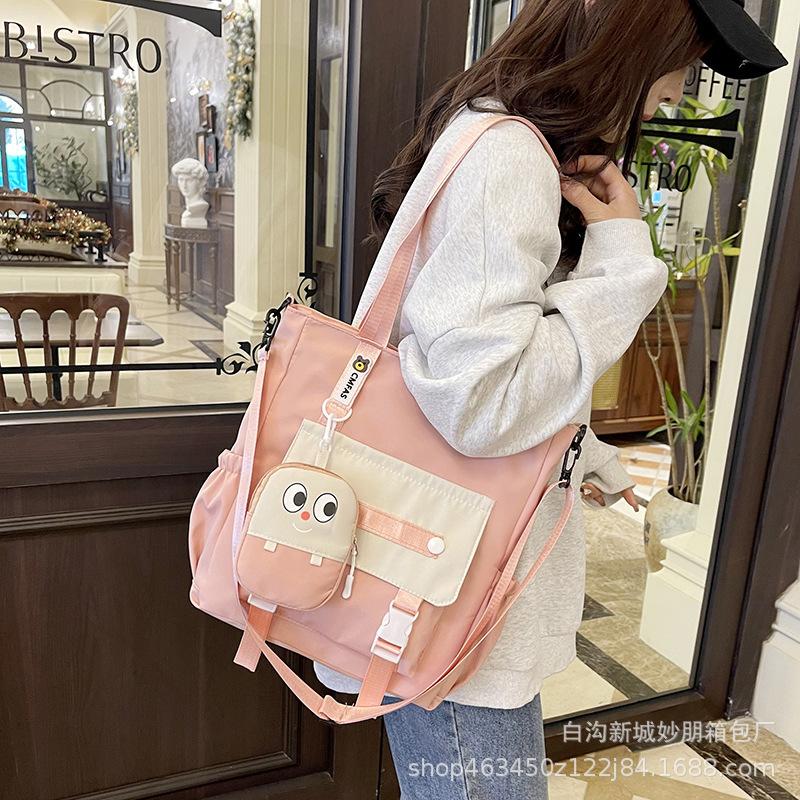 Canvas bag niche design student tote bag junior high school student tutoring class messenger bag large capacity women's shoulder bag