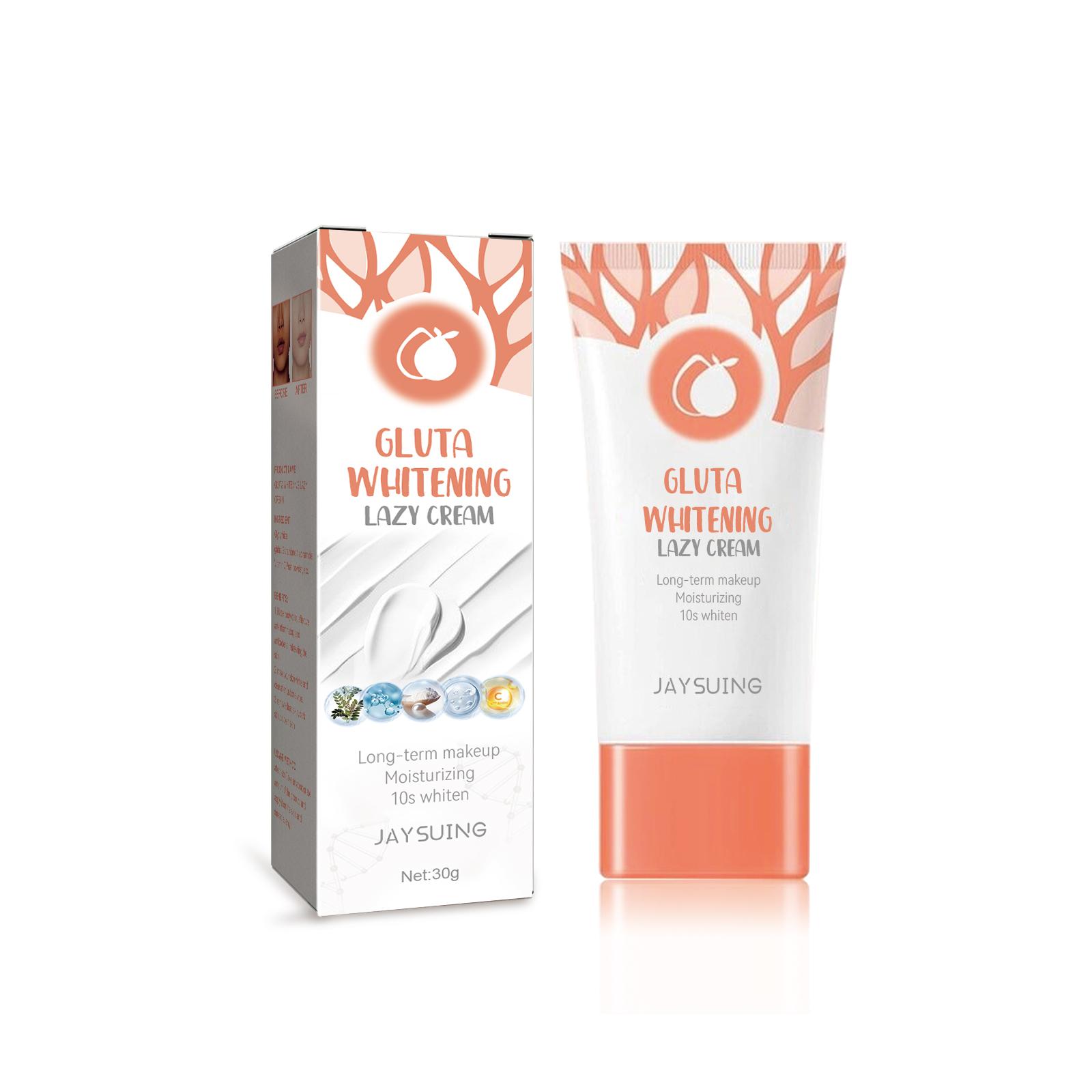 Jaysuing Quick Whitening Lazy Cream (with Glutathione) 30g brightens, whitens, improves dullness, moisturizes, and refines pores.