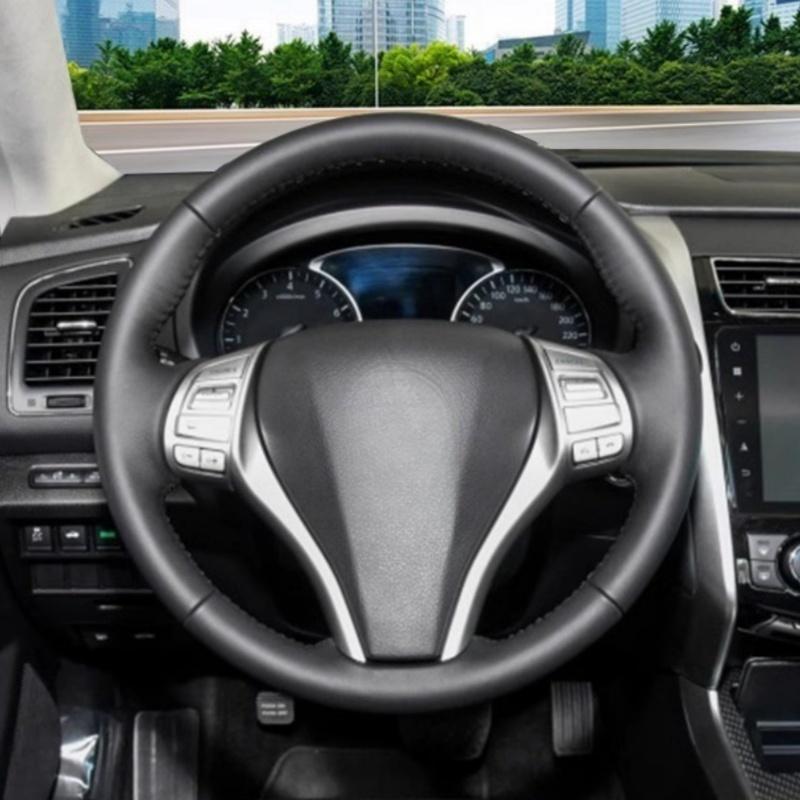 Car Steering Wheel Cover Anti slip Black Leather For Nissan Teana Altima X-Trail Qashqai Car Interior Car Accessories