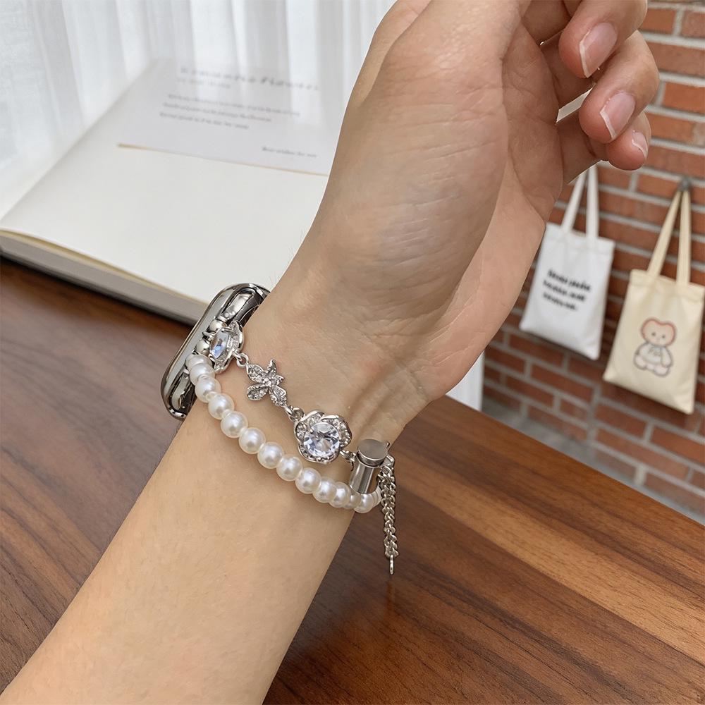 Diamond & Pearl Chain Watch Strap for Apple Watch Series 2-10