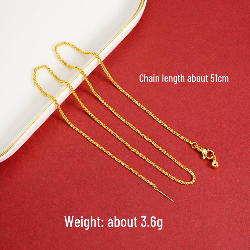 Ancient Vietnamese Gold Sand Pixiu Diamond Pestle Pendant Gourd Necklace