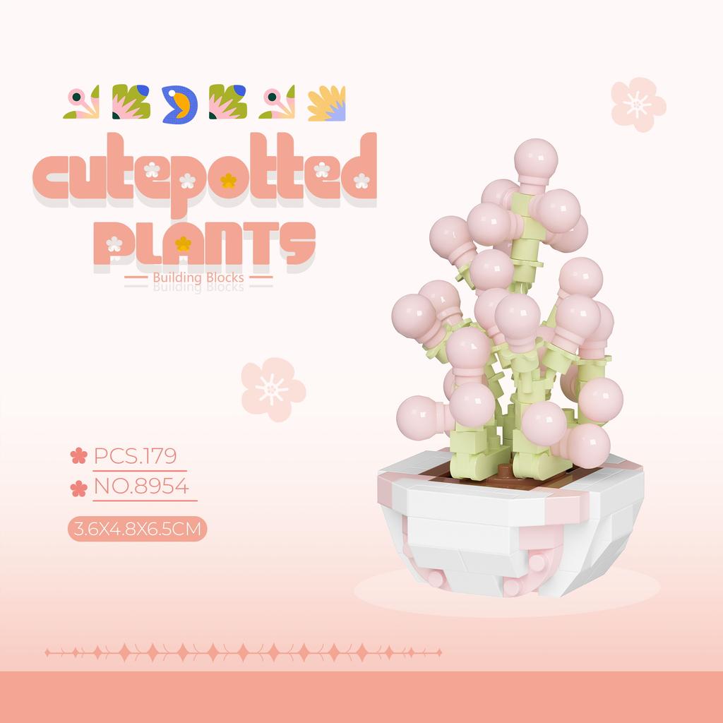 Non-Toxic Carden Toys Potted Succulent Cactus Mini Building Blocks Children Toys Flowers Blocks Thanksgiving Gifts