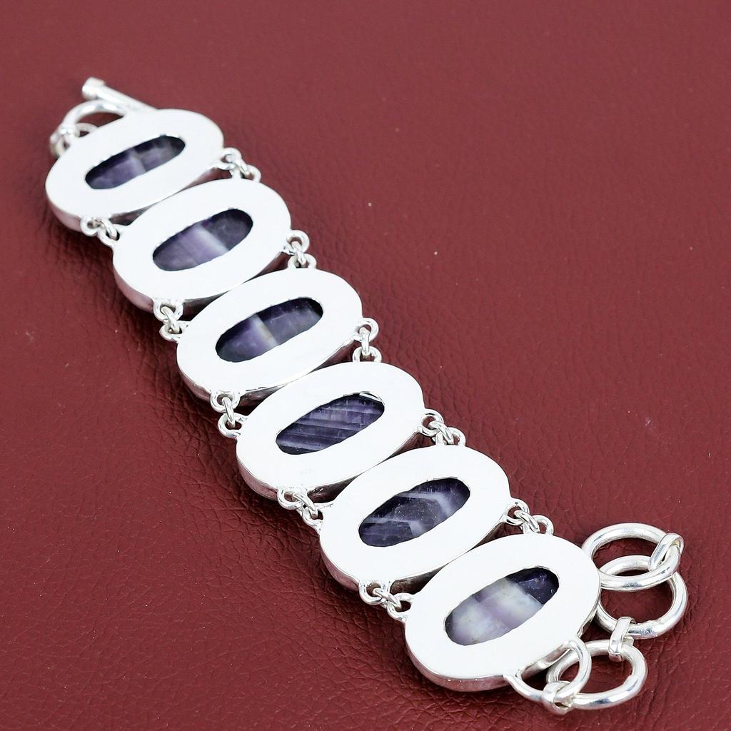 Chevron amethyst bracelet natural gemstone jewelry 925 sterling silver bracelet adjustable chain handmade bracelet designer jewelry for gift