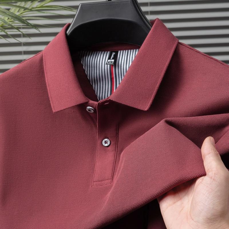 2025 Summer Men's New Solid Color Pure Cotton Loose Business Casual Polo Shirt