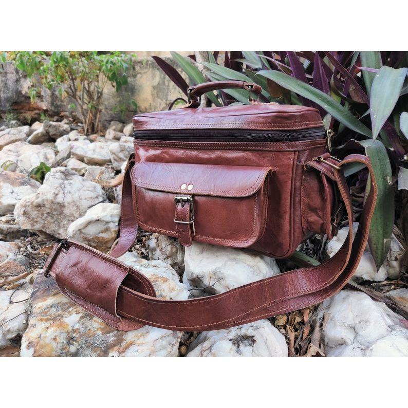 Leather Camera Bag, Personalised DSLR Camera Bag, Camera Satchel Bag, Vintage Shoulder Bag For Nikon, Canon, Sony Womens Day Gift
