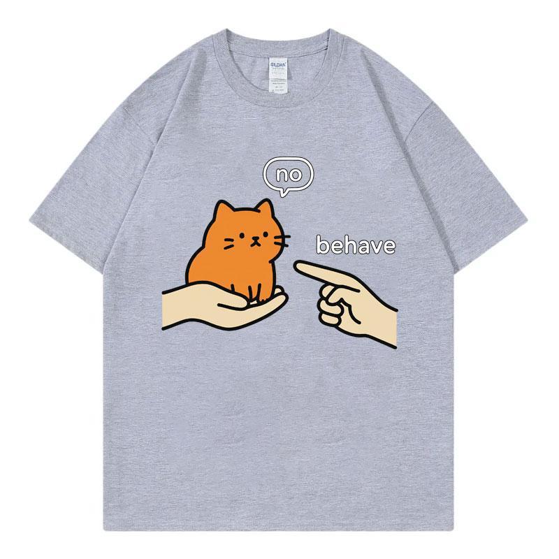 Behave No Orange Cat Meme Funny Tshirts High Quality Cotton Short Sleeve Tshirt Unisex Unisex Casual Fashion Oversized T Shirts