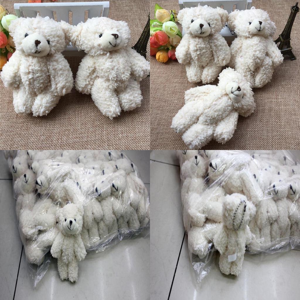 Adorable 10pcs 12cm Mini Plush Bear Wedding Gift Decor Soft Stuffed Dolls