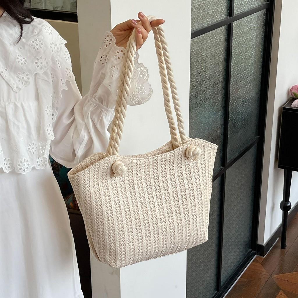 Chic Woven Tote Bag For Women Ideal For Spring Summer Travel Casual Beach Use
