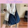 Simple Solid Color Large Capacity Women Casual Single Shoulder Denim Bag For Daily Use