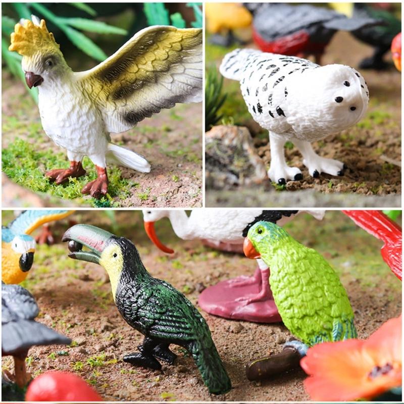 Realistic Bird Static Model Solid Figure Toy Animal Figurine Statue Fowl Figure Set Kids Collectible Toy Cake Toppers