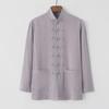 Men's Cotton Linen Tang Suit - Long-Sleeve Retro Chinese Buttoned Attire for Middle-Aged & Elderly, Loose Tai Chi Style