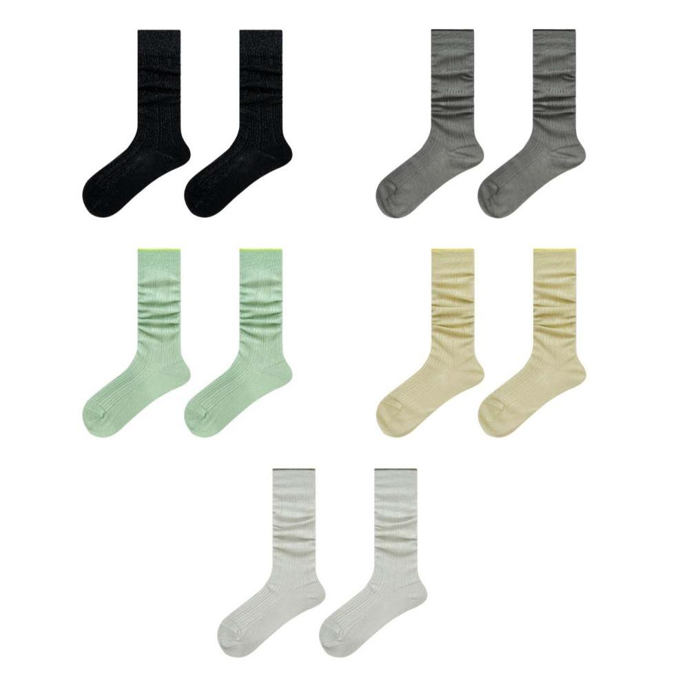Solid Color Ice Silk Long Socks Lolita Mid-tube Stocking Fashionable Knee High Sock  Spring