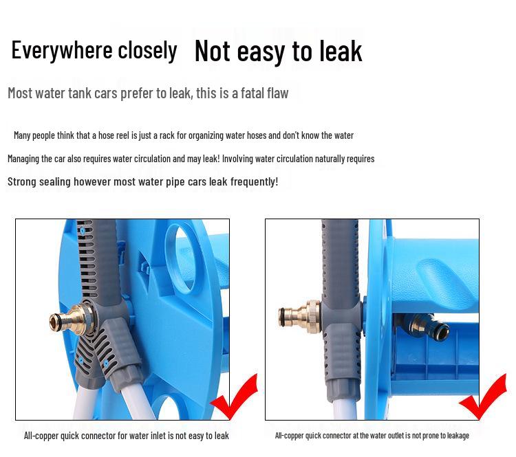 Household Car Wash Hose Storage Cart with Anti-Tangle Reel and Water Gun