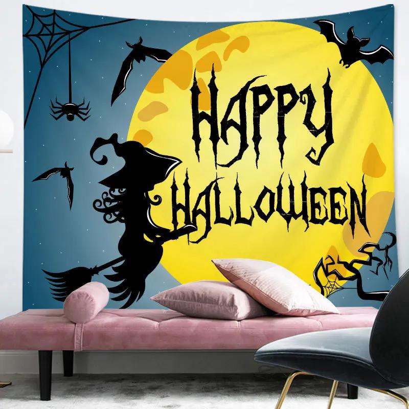 Happy Halloween Tapestry Cartoon Pumpkin Print Tapestry Home Living Room Bedroom Decor Wall Hanging For Boys Teen Festival Gift