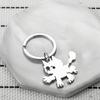 Fluffy Cat Stainless Steel Keychain Cute Cartoon Design Fashion Student Bag Pendant Practical Daily Keyring