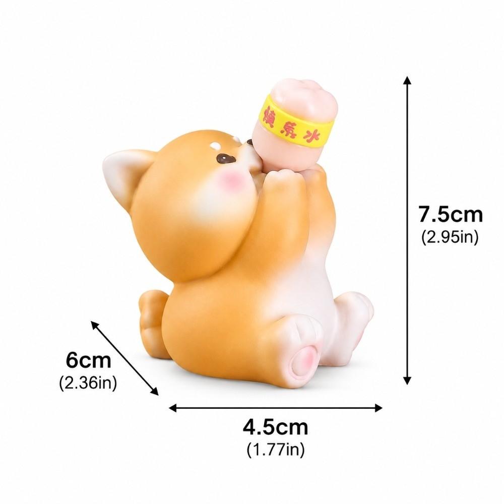 Small Size Mini Animal Figurine Drinking Coke Pose Animal Cake Topper Dashboard Decoration