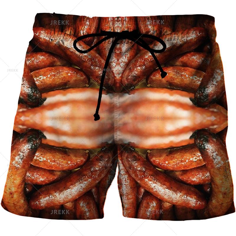 Summer 3D Food Graphic Print Shorts Fashionable Casual Beach Men's Shorts